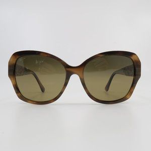 Maui Jim MJ530-93 SWAYING PALMS Brown Stripes/Bronze 24K Gold Deluxe Sunglasses.